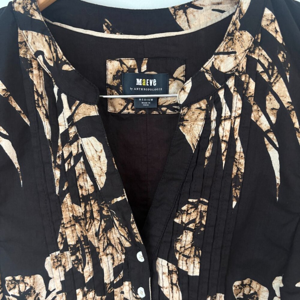 Anthropologie Black Maxi Dress with Tan Floral Motif - Picture 5 of 13